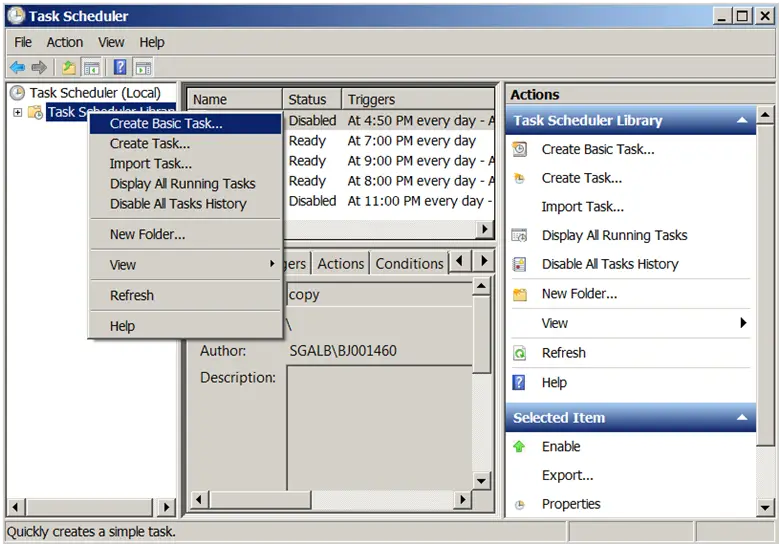 create windows task scheduler 