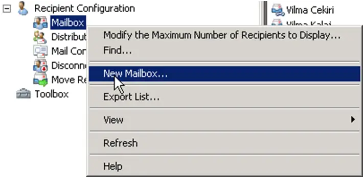 Create new mailbox