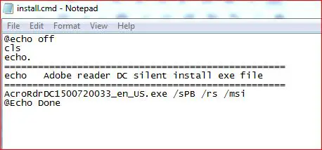 Adobe Reader DC exe Silent Install