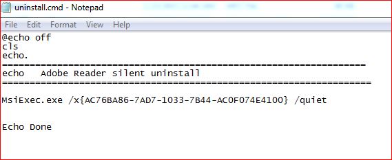Adobe Reader Silent uninstall