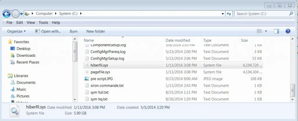 hiberfil sys