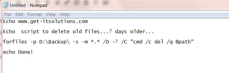 Script to delete all files older than 7 days Script to delete all files older than 7 days