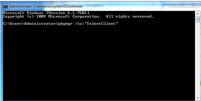 Enable Telnet Client through the command prompt