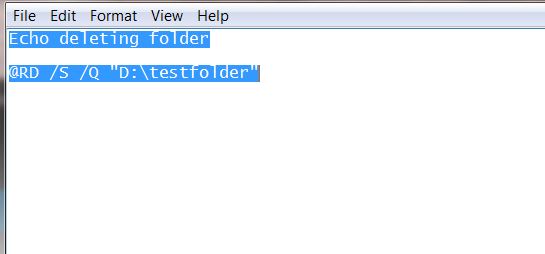 batch file to delete folder