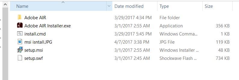 Adober air msi silent install