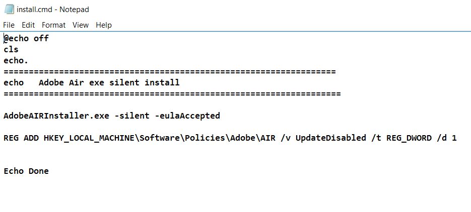 Adobe Air silent install