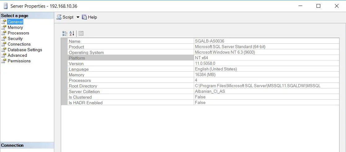 Find sql server version