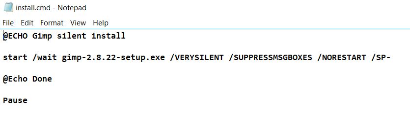 Gimp silent install