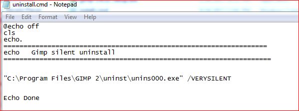 Uninstall gimp silently