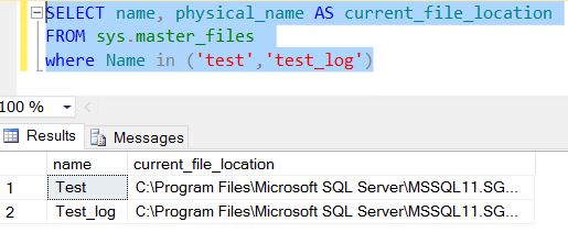 Locate the path of the data and log files