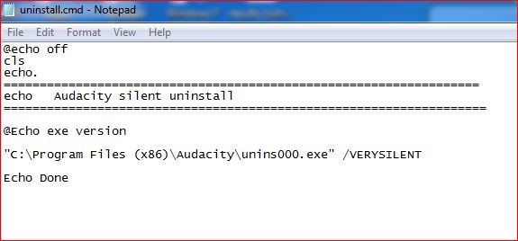 Audacity uninstall silently