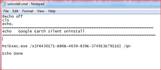 google earth uninstall silently