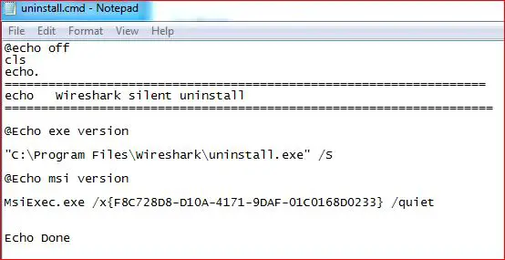 Wireshark uninstall silent 
