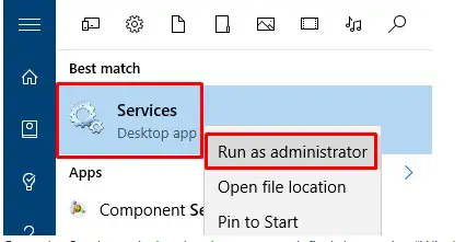 Run as administrator Windows Services