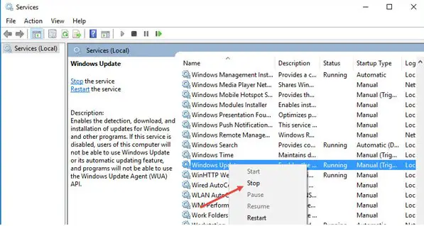 Stop Windows Update Service
