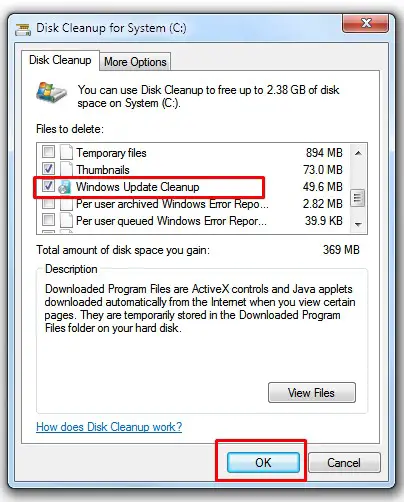 Delete windows update files
