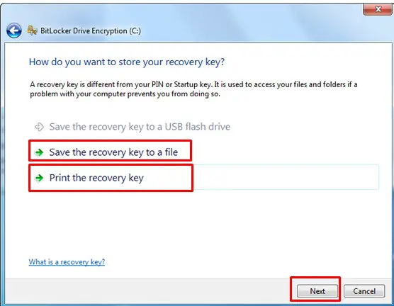 Print the recovery key
