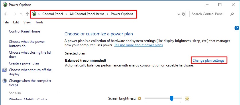 Change Plan Settings Windows 10 Lock Screen