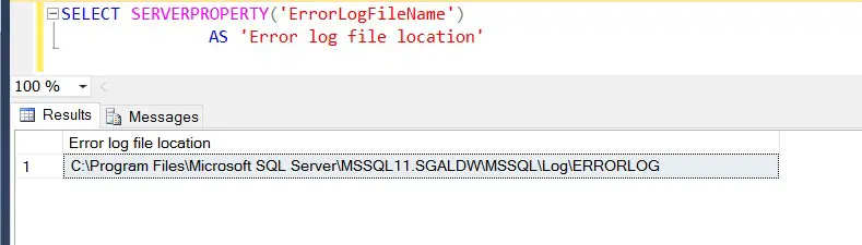 Identify Sql Server Error Log file using tsql command