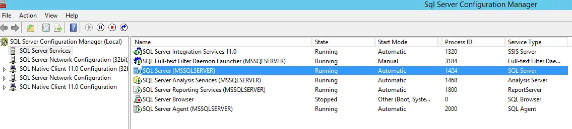 SQL Service configuration manager