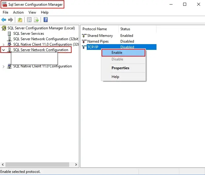 Enable TCP-Ip port