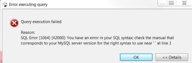 sqlstate 42000 - mysql error 1064 – you have an error in your sql syntax
