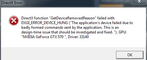 Dxgi Error Device Hung 0x887a0006 Error