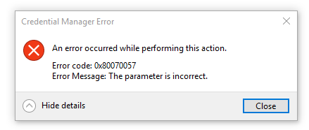 error code 0x80070057