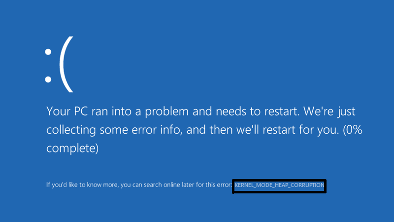 Kernel Mode Heap Corruption Windows 10