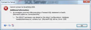 Microsoft SQL Server Error 229 - Permission Error Solutions
