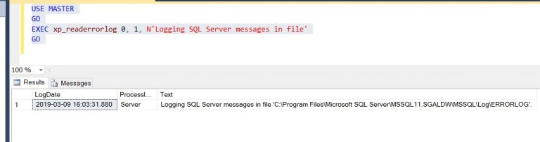 Find location of SQL Server Error Log File - ERRORLOG