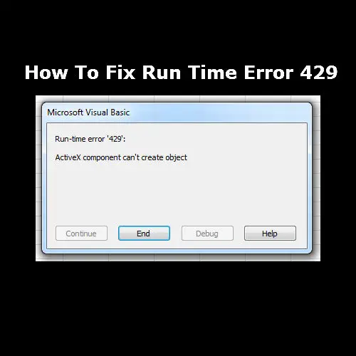 runtime error 429 on window panes xp