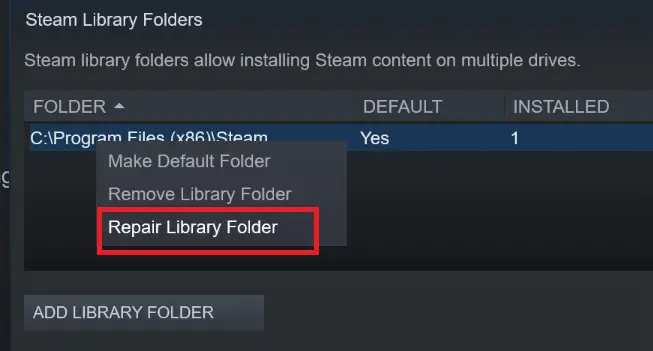 Repair Library Folder