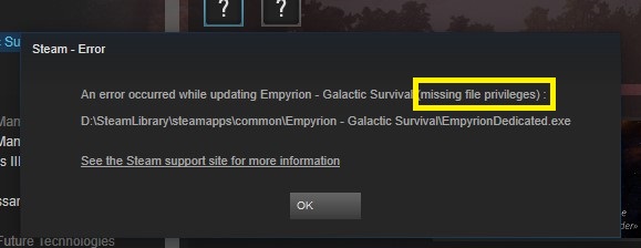 Fix Steam Missing File Privileges Error