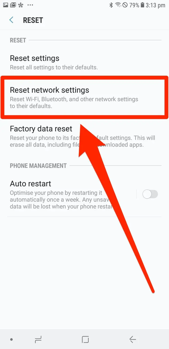 Reset Network settings on Android