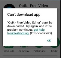 Error Code 495 On Google Play Store