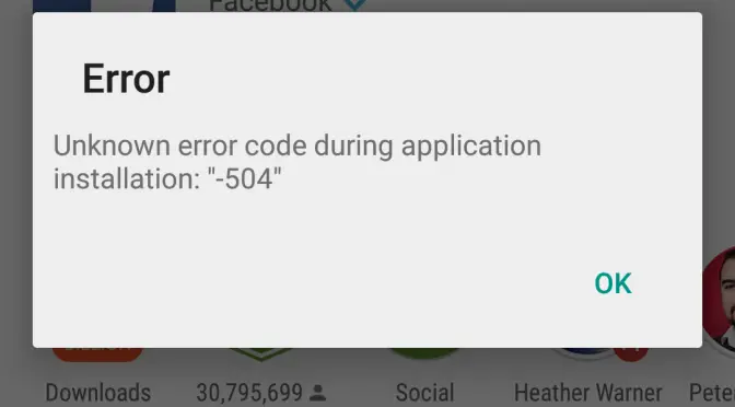 error code 504 play store