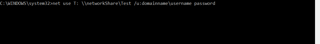 net use - username password