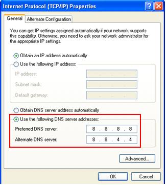 Change DNS Servers To Google