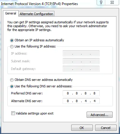 Change your DNS to Google Public DNS