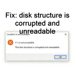 disk structure is corrupted and unreadable