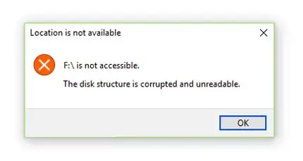 Fix: disk structure is corrupted and unreadable