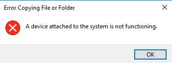 A device attached to the system is not functioning error