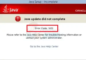 Java Error Code 1603 During Installation - Best Solutions
