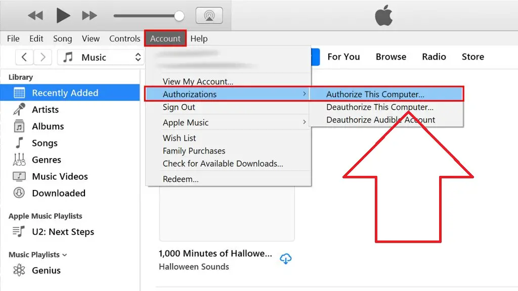 Authorize your PC in iTunes