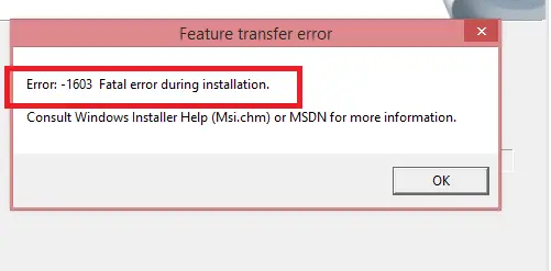 msi.chm error 1603 windows xp
