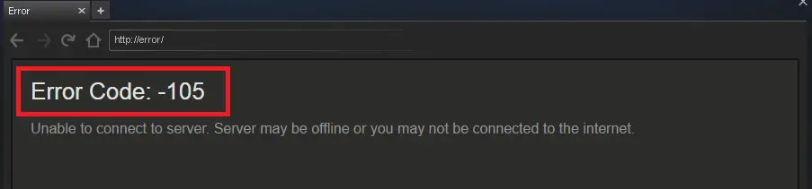 Steam Error Code -105