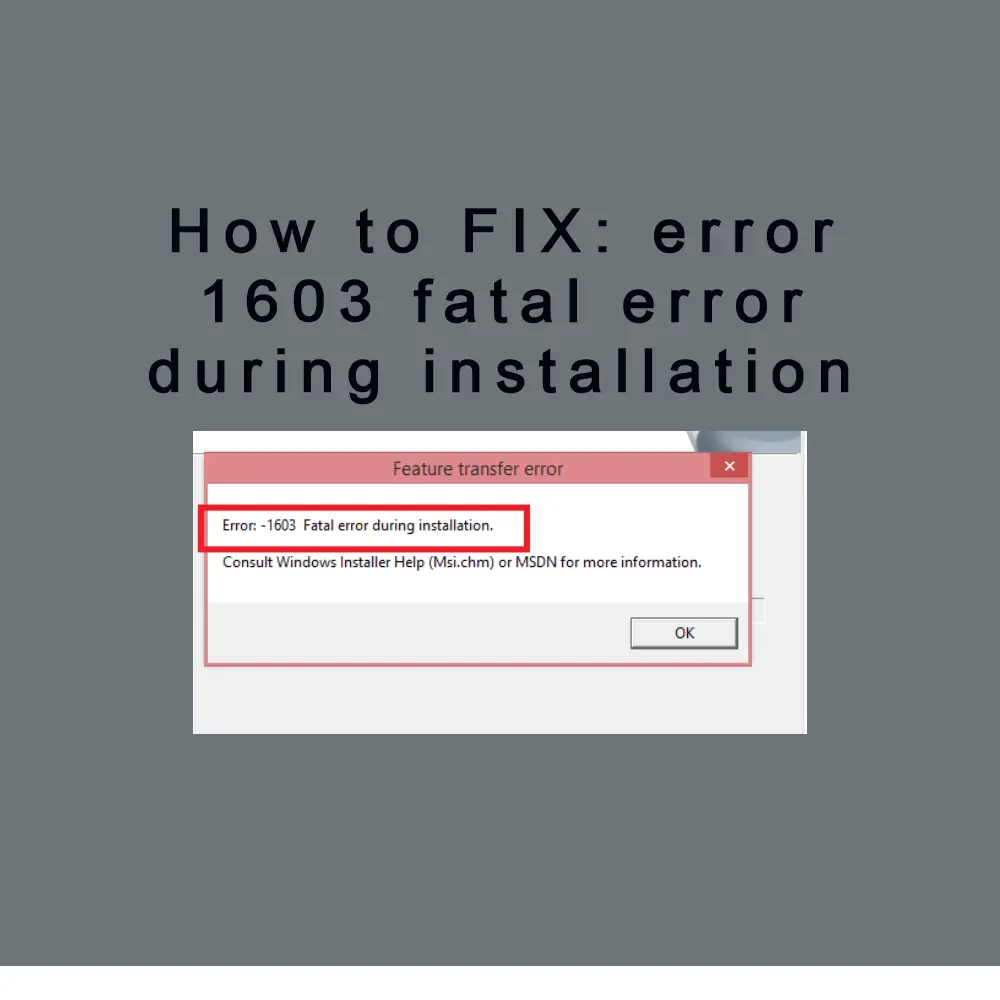 windows installer error 1603 vista