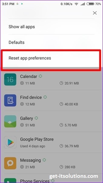 Reset app preferences