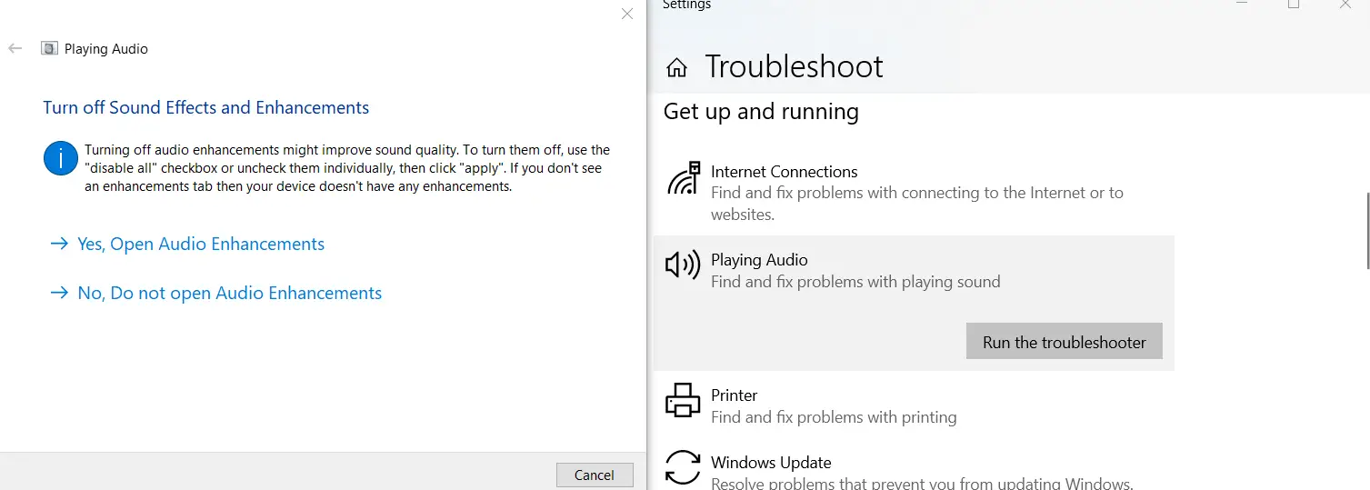 Use Windows Audio Troubleshooter